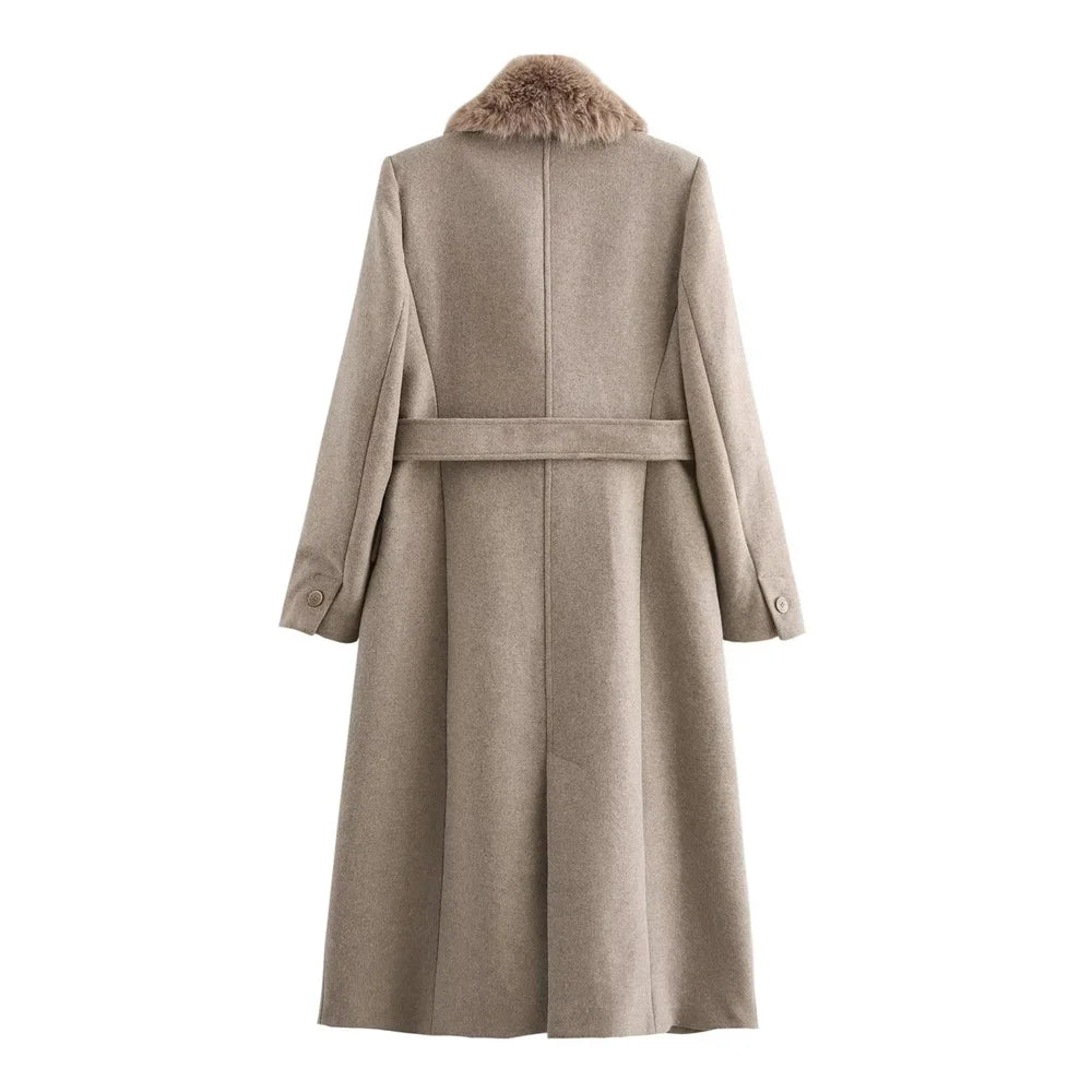 SoftLuxe™ Faux Fur Collar Long Coat