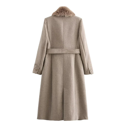 SoftLuxe™ Faux Fur Collar Long Coat