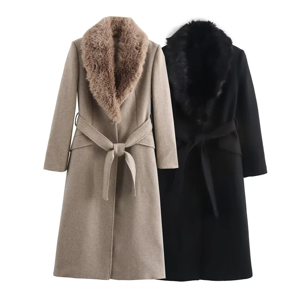 SoftLuxe™ Faux Fur Collar Long Coat