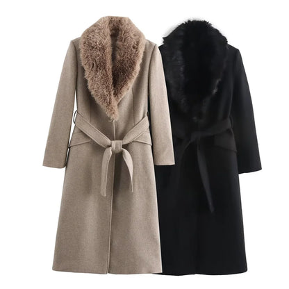 SoftLuxe™ Faux Fur Collar Long Coat
