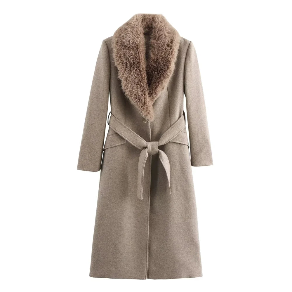 SoftLuxe™ Faux Fur Collar Long Coat