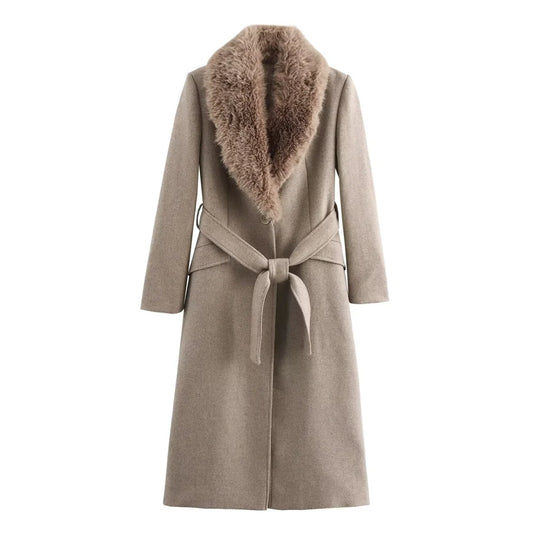 SoftLuxe™ Faux Fur Collar Long Coat