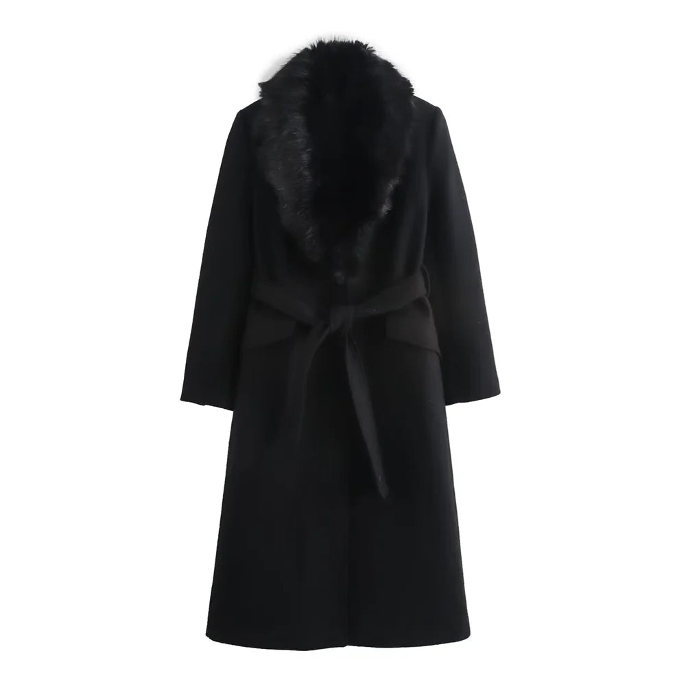 SoftLuxe™ Faux Fur Collar Long Coat